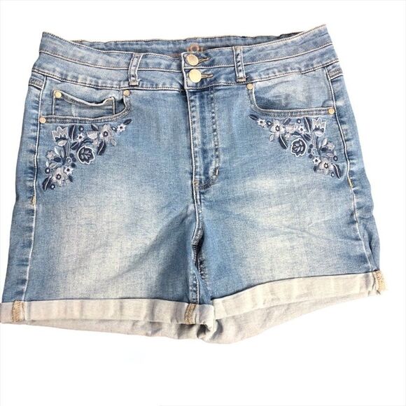 Addition Elle Love & Legend Embroidered Denim Jean shorts Size 12 - Picture 2 of 7
